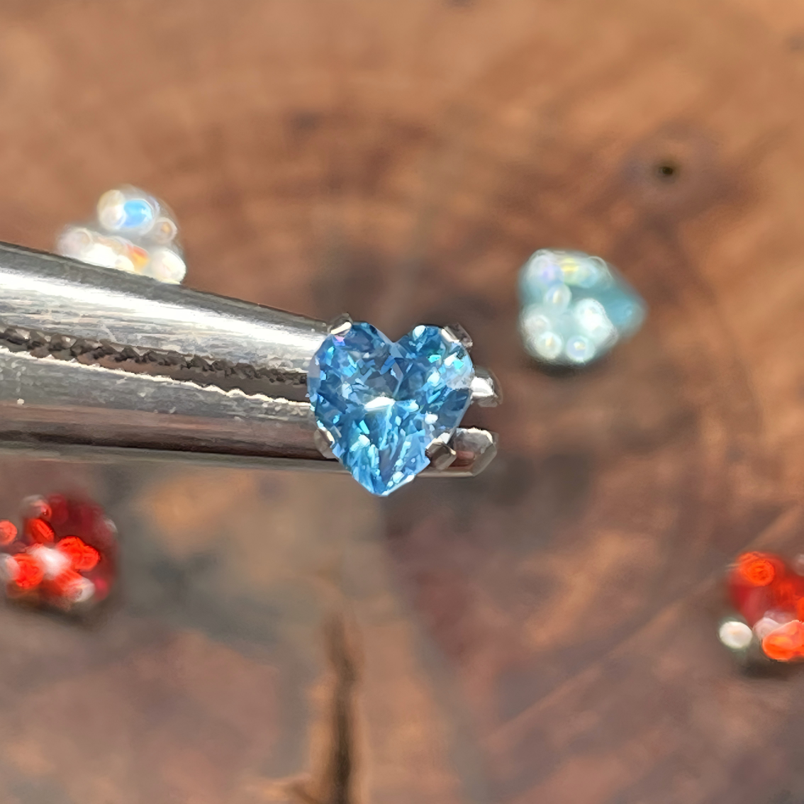 Titanium 4mm Heart Stud - Threaded Zirconia Earrings (F-136) FULL COLOR