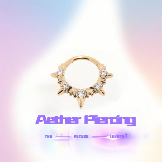 Titanium "Glory Ring" Daith Hoop - 8-10mm CZ Studded Cartilage/Nose Ring (Gold & Silver)