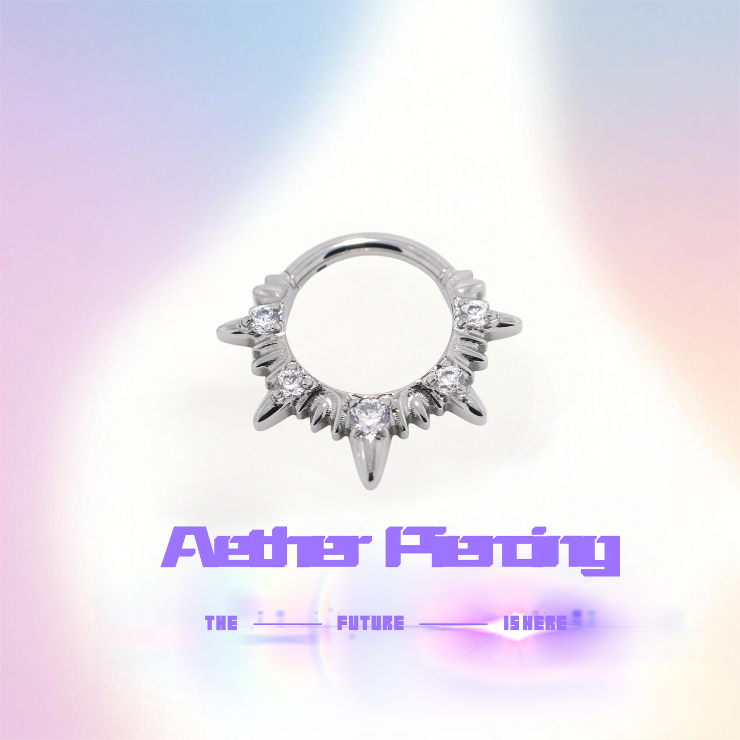 Titanium "Glory Ring" Daith Hoop - 8-10mm CZ Studded Cartilage/Nose Ring (Gold & Silver)