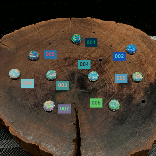 Titanium Stud | 5mm Wave-Bezel Opal Earring