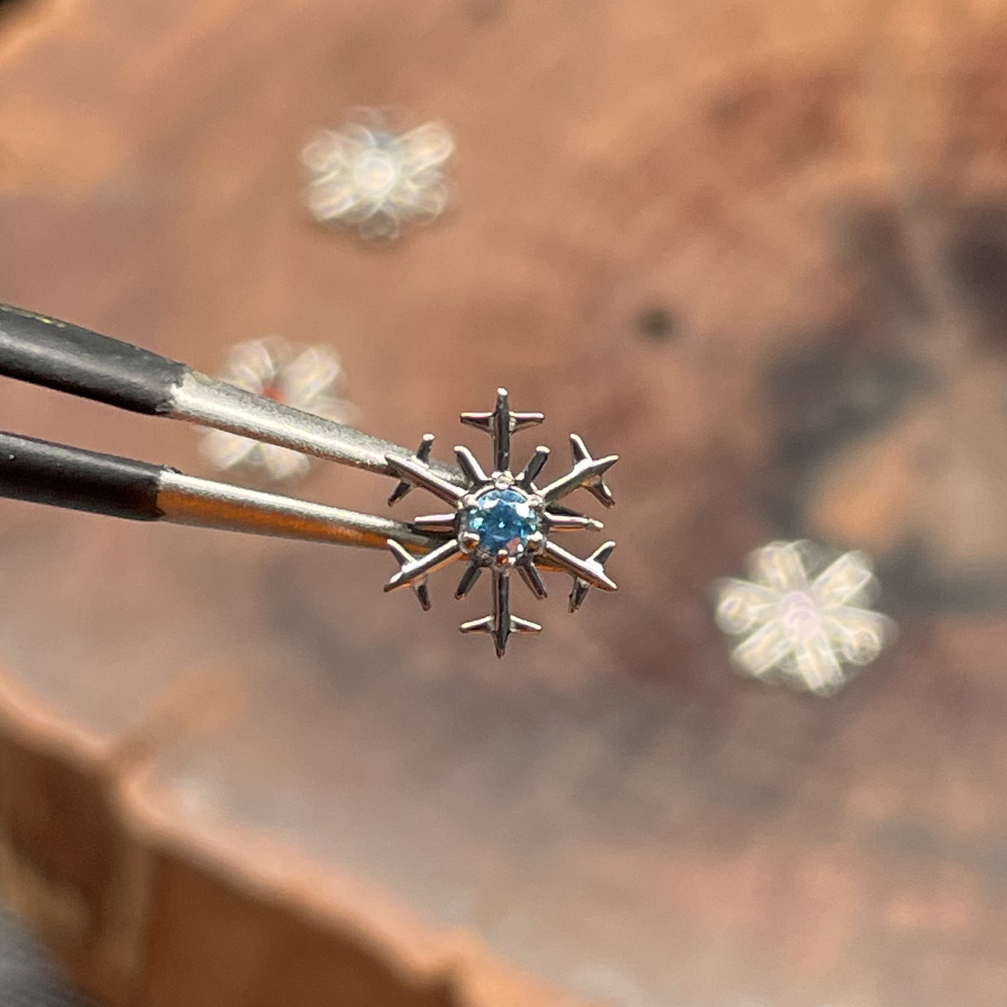 Titanium Snowflake Stud Earrings - 6mm Hypoallergenic
