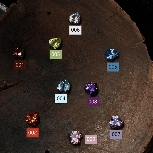 Titanium 4mm Heart Stud - Threaded Zirconia Earrings (F-136) FULL COLOR