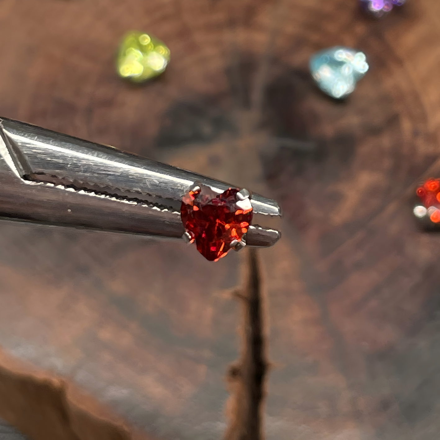 Titanium 4mm Heart Stud - Threaded Zirconia Earrings (F-136) FULL COLOR