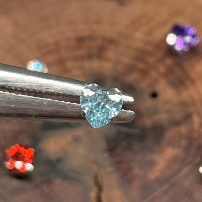 Titanium 4mm Heart Stud - Threaded Zirconia Earrings (F-136) FULL COLOR