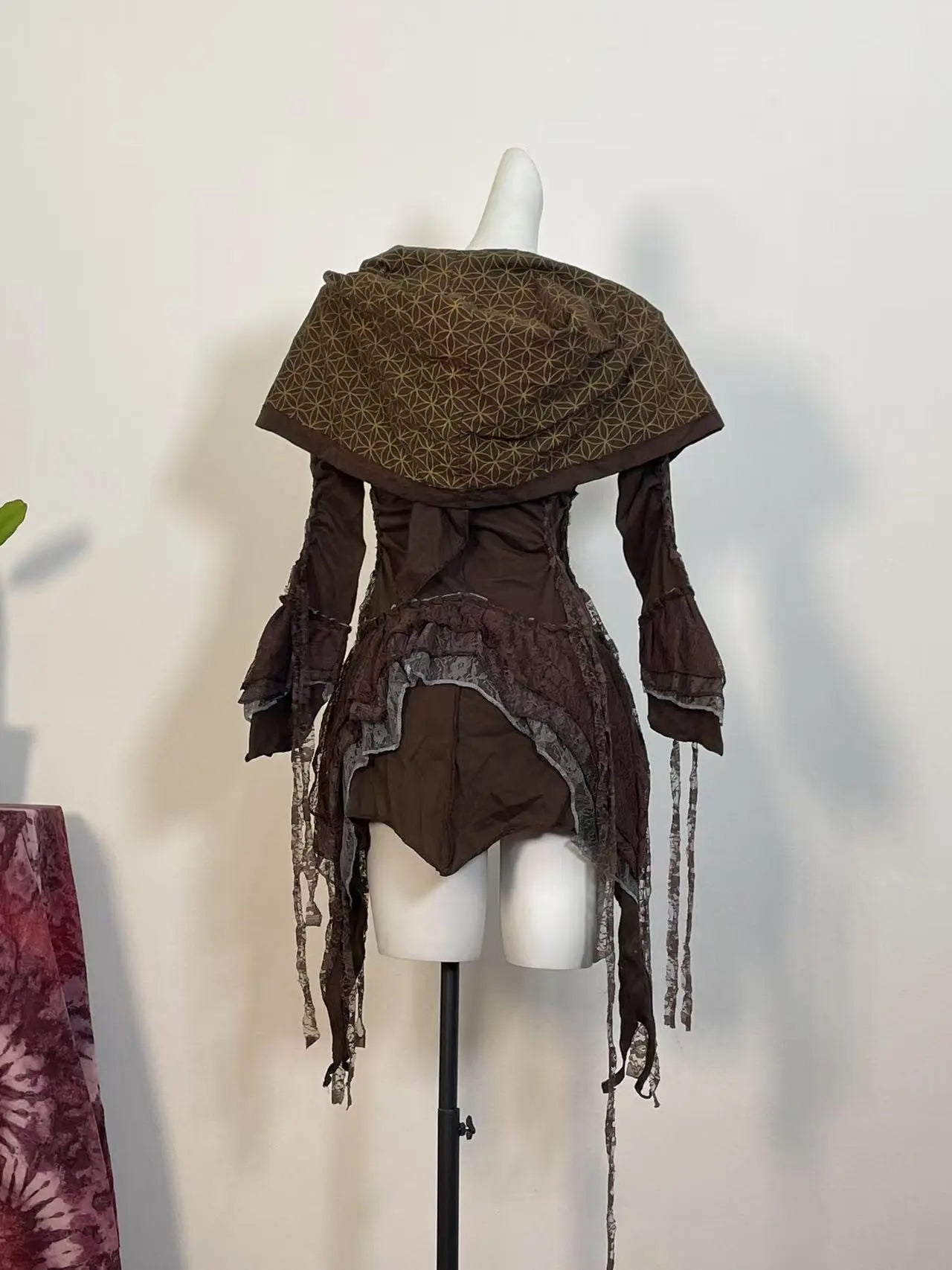 [Dune Melody] Brown Fringe Witch Top + Lace Fairy Embroidered Skirt Set (Final Sale / No Returns or Exchanges) · Milk Tea Brown Skirt
