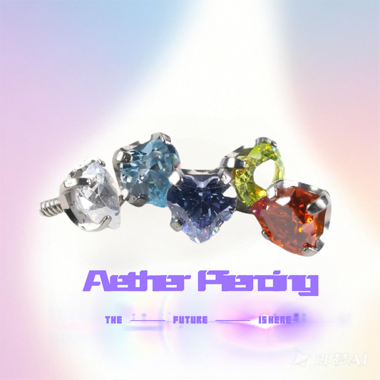 Titanium 4mm Heart Stud - Threaded Zirconia Earrings (F-136) FULL COLOR