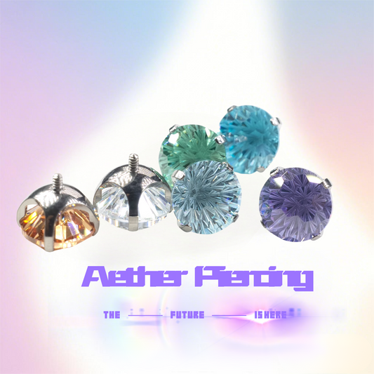 Titanium Ear Stud with Curved Prong-Set Zirconia - 6mm Firework Cut