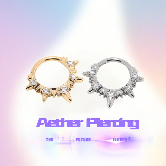Titanium "Glory Ring" Daith Hoop - 8-10mm CZ Studded Cartilage/Nose Ring (Gold & Silver)