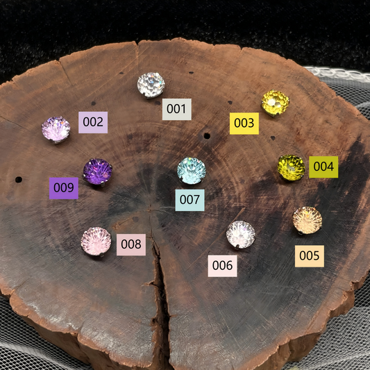 Titanium Ear Stud with Curved Prong-Set Zirconia - 6mm Firework Cut