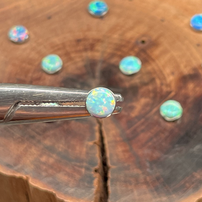 Titanium Stud | 5mm Wave-Bezel Opal Earring