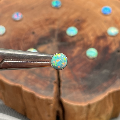 Titanium Stud | 5mm Wave-Bezel Opal Earring