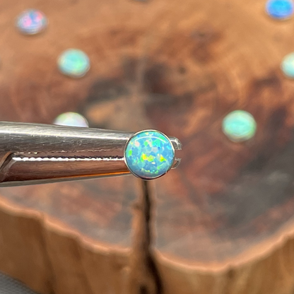 Titanium Stud | 5mm Wave-Bezel Opal Earring