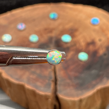 Titanium Stud | 5mm Wave-Bezel Opal Earring
